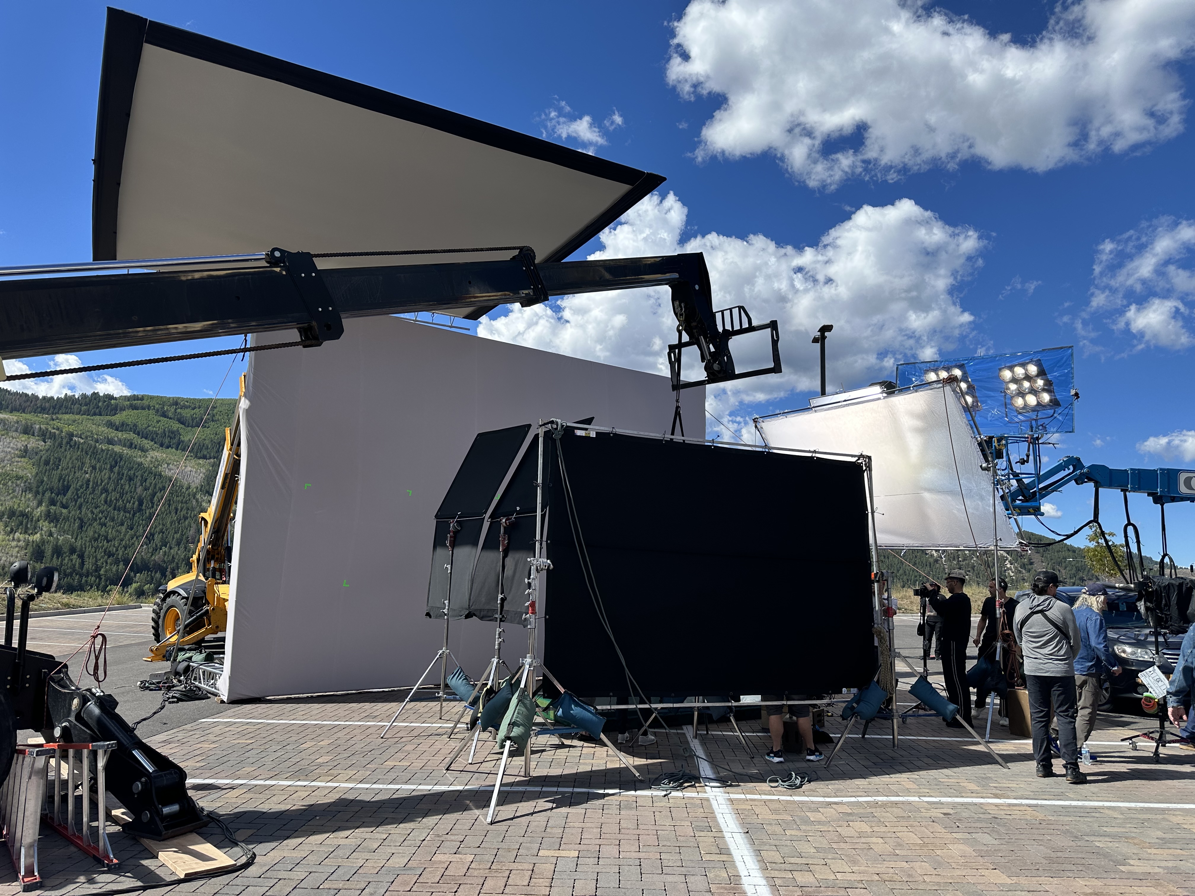 Light Source Denver crew providing grip and lighting equipment for a large outdoor film production in the Colorado foothills